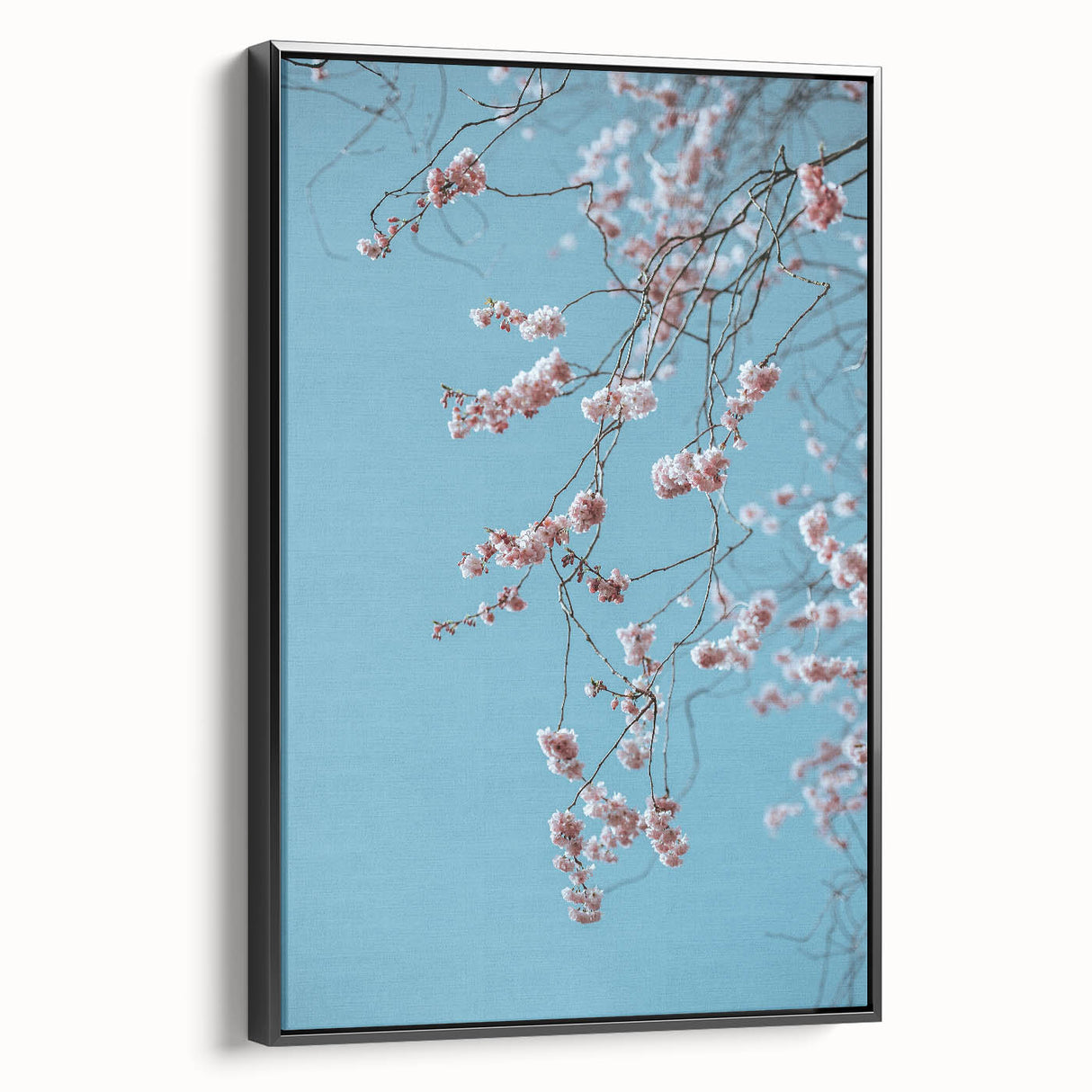 Black and white vintage poster art of a spring landscape on framed canvas, suitable for bedroom decor.