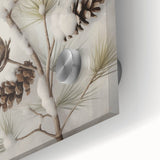 Large abstract wall art in blue and white tones on acrylic, depicting a winter scene, ideal for dining room ambiance.