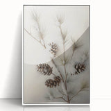 Art deco poster of a stylized winter scene in muted blue and white tones on framed acrylic, ideal for nursery wall art.