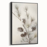 Black and white vintage poster art of a winter landscape on framed canvas, ideal for bedroom decor.