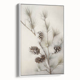 Vintage poster art of a winter scene on framed canvas, featuring a muted color palette, ideal for living room decor.