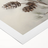 Art deco poster featuring a winter scene in muted blue and white tones on rolled canvas, suited for dining room or bathroom.