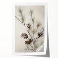 Extra large rolled print of a winter floral scene in muted blue and white tones, ideal for dining room wall art.