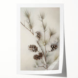 Extra large rolled print of a winter floral scene in muted blue and white tones, ideal for dining room wall art.