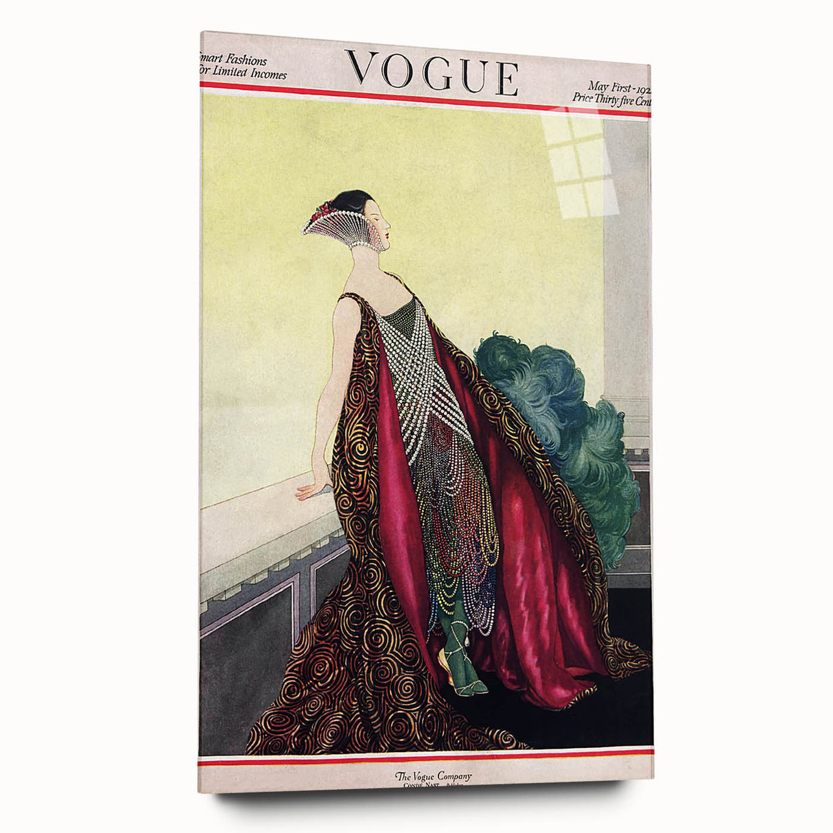 1929 Art Deco Vogue Fashion Print - Elegant Pearl Gown Wall Art