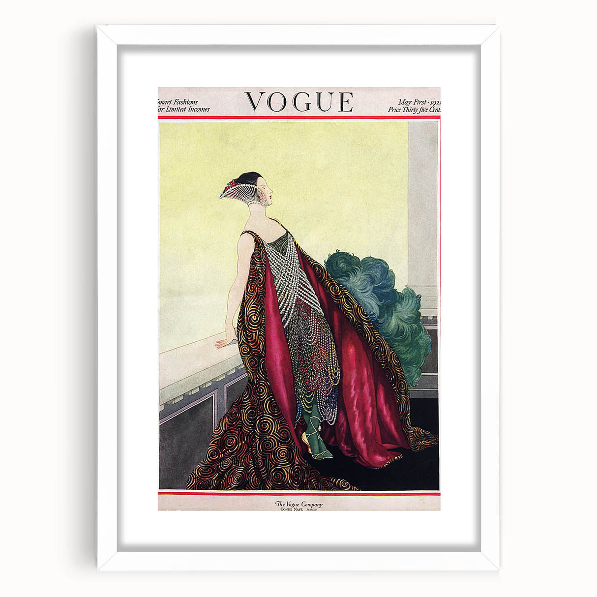 1929 Art Deco Vogue Fashion Print - Elegant Pearl Gown Wall Art