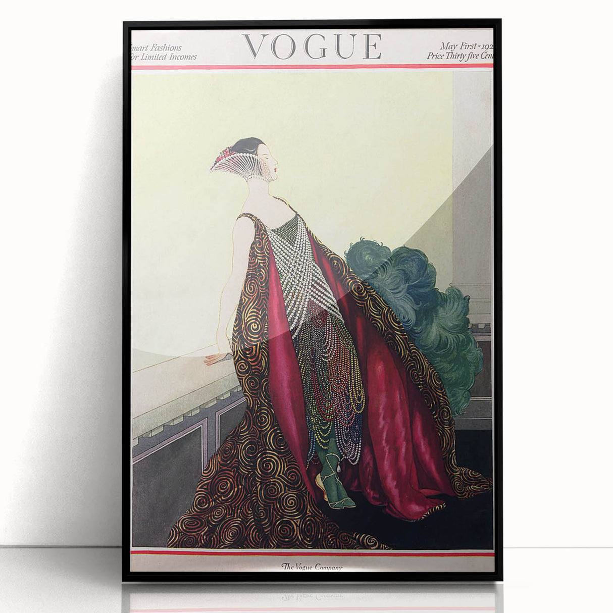 1929 Art Deco Vogue Fashion Print - Elegant Pearl Gown Wall Art