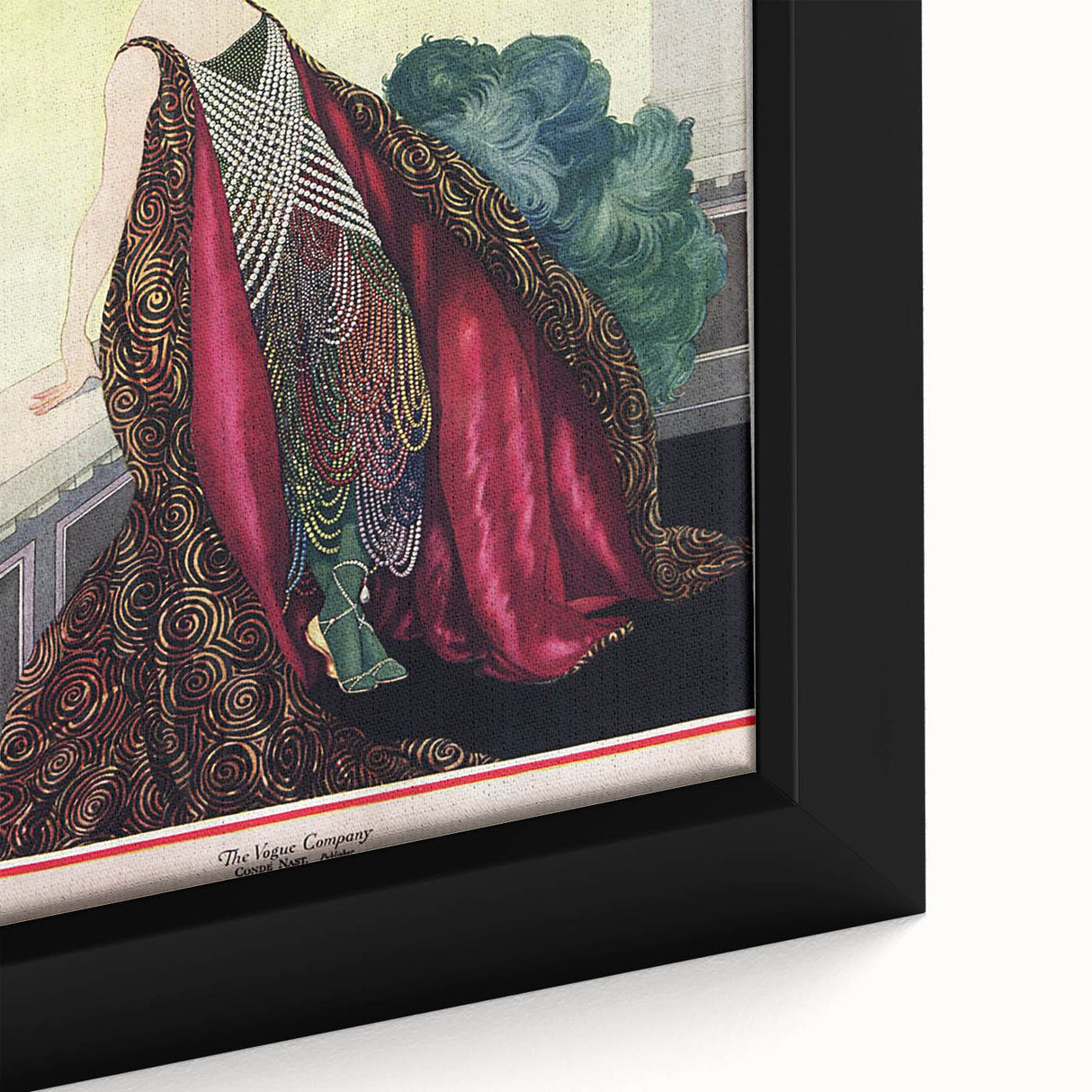 1929 Art Deco Vogue Fashion Print - Elegant Pearl Gown Wall Art