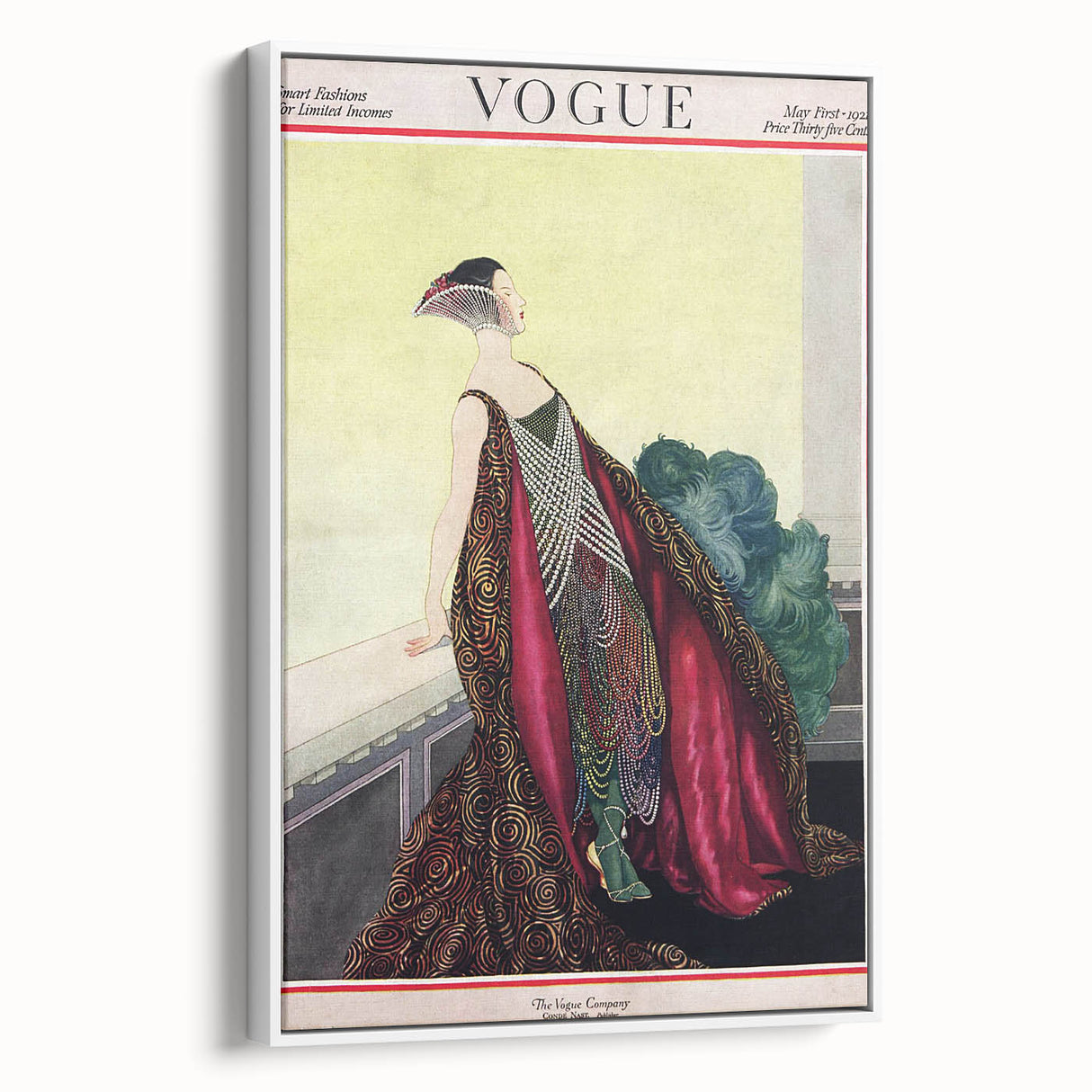 1929 Art Deco Vogue Fashion Print - Elegant Pearl Gown Wall Art