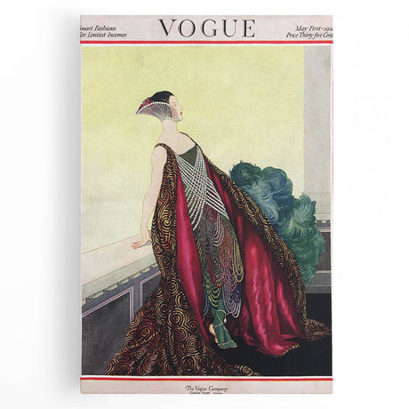 1929 Art Deco Vogue Fashion Print - Elegant Pearl Gown Wall Art