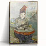 Acrylic print of Van Gogh-inspired art deco poster in gold frame, suitable for modern nursery wall decor.