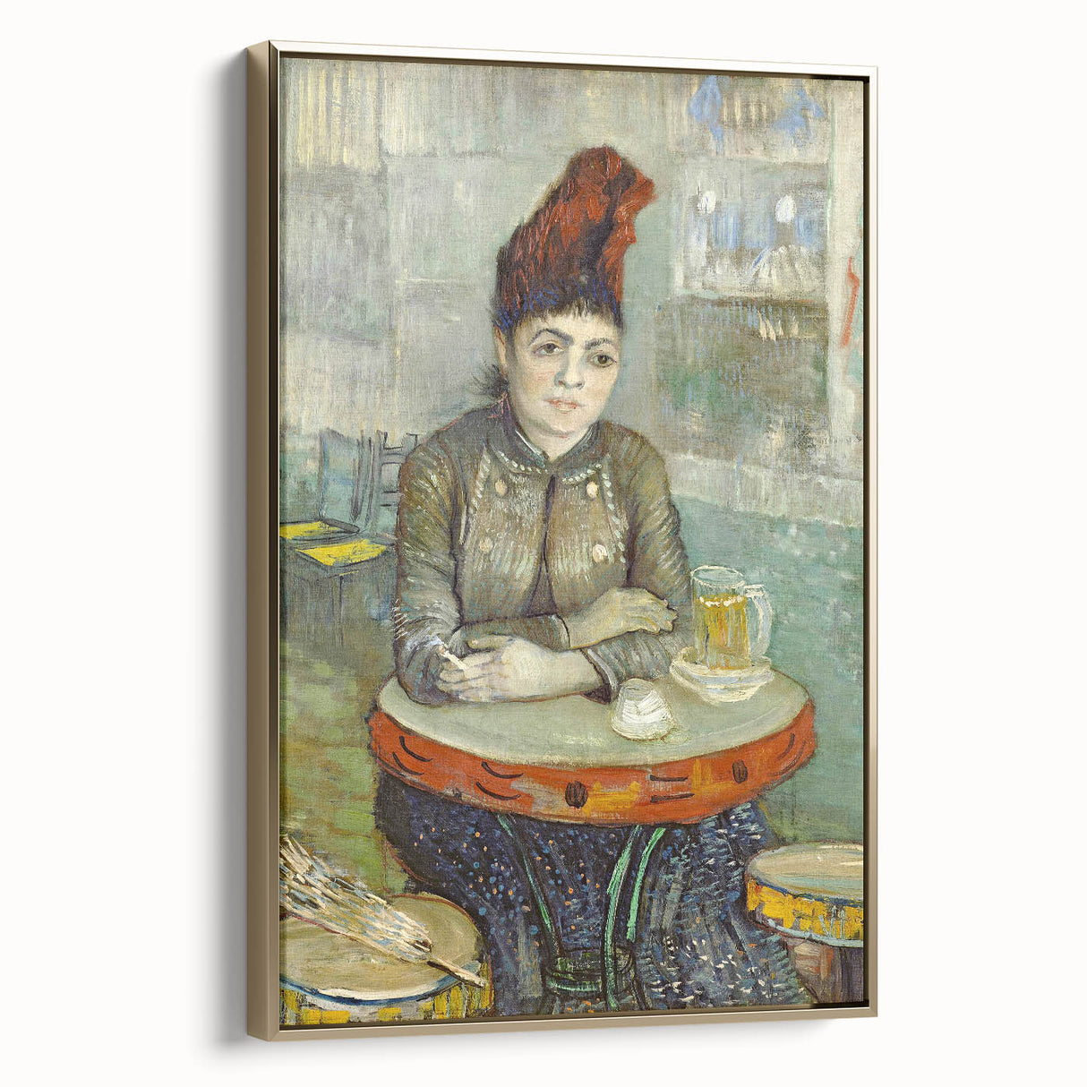 Vintage poster art of a landscape painting on a framed canvas, featuring muted earth tones, ideal for bedroom wall decor.