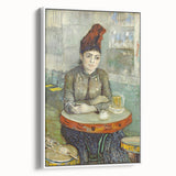 Vintage poster art of Van Gogh's painting on framed canvas, featuring vibrant colors on a black background.