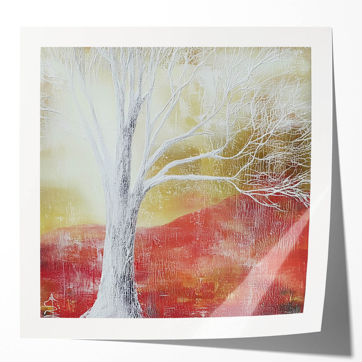 Abstract floral design print mockup on glossy canvas, showcasing vibrant colors and intricate patterns, ideal for modern home decor and wall art displays.