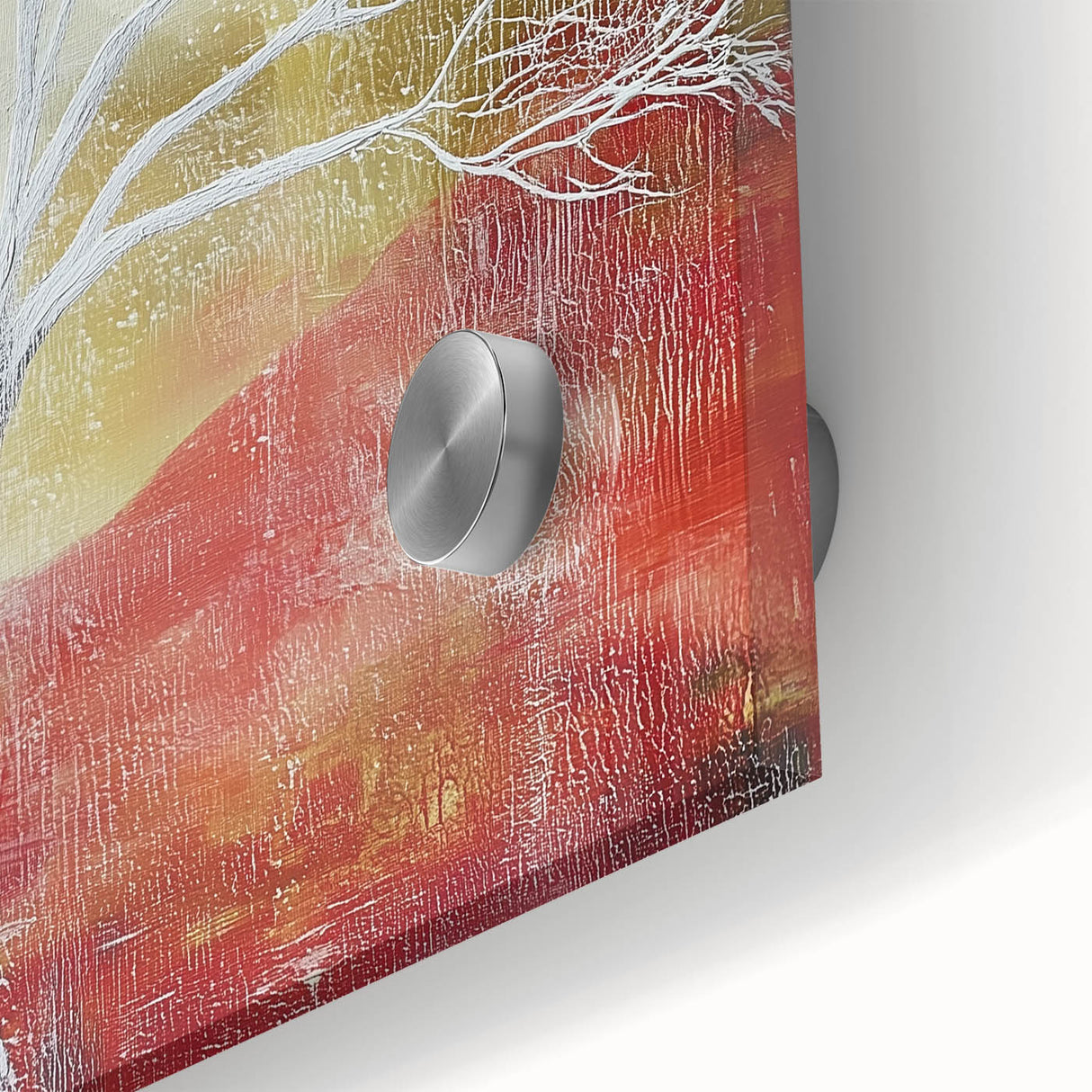 Abstract floral artwork in vibrant colors, showcasing intricate details and textures on acrylic glass, ideal for modern home decor and artistic displays.