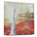 Abstract floral acrylic wall art displayed in a side view, showcasing vibrant colors and intricate designs, perfect for modern home decor. This artwork's unique patterns and textures enhance any interior space, making it an ideal choice for art enthusiasts seeking a contemporary aesthetic.