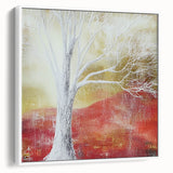 Framed canvas artwork showcasing abstract floral designs in vibrant colors against a white background, emphasizing modern home decor aesthetics. Perfect for adding a touch of elegance to any living space or office environment.