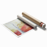 Abstract floral rolled print showcasing vibrant colors and intricate designs, perfect for home decor. Packaged securely in a cardboard tube for safe delivery.