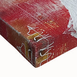 Close-up of a vibrant abstract floral stretched canvas artwork showcasing vivid colors and intricate details, ideal for modern home decor and artistic spaces.