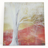 Abstract floral design on stretched canvas, showcasing vibrant colors and intricate patterns, leaning against a neutral wall, perfect for modern home decor.