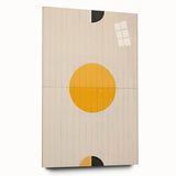 Abstract minimalist wall art design displayed in a sleek acrylic frame, showcasing a vibrant color palette and geometric shapes, ideal for modern home decor.