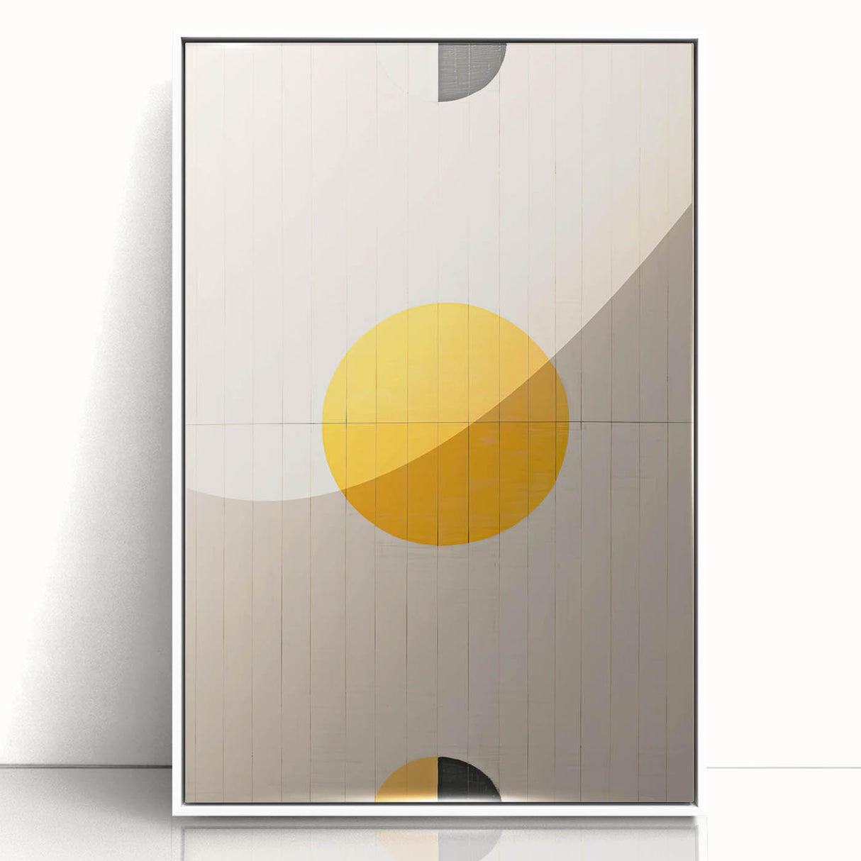 Framed abstract minimalist wall art in white acrylic, showcasing a sleek design with soft, neutral tones, perfect for modern home decor and aesthetic enhancement.