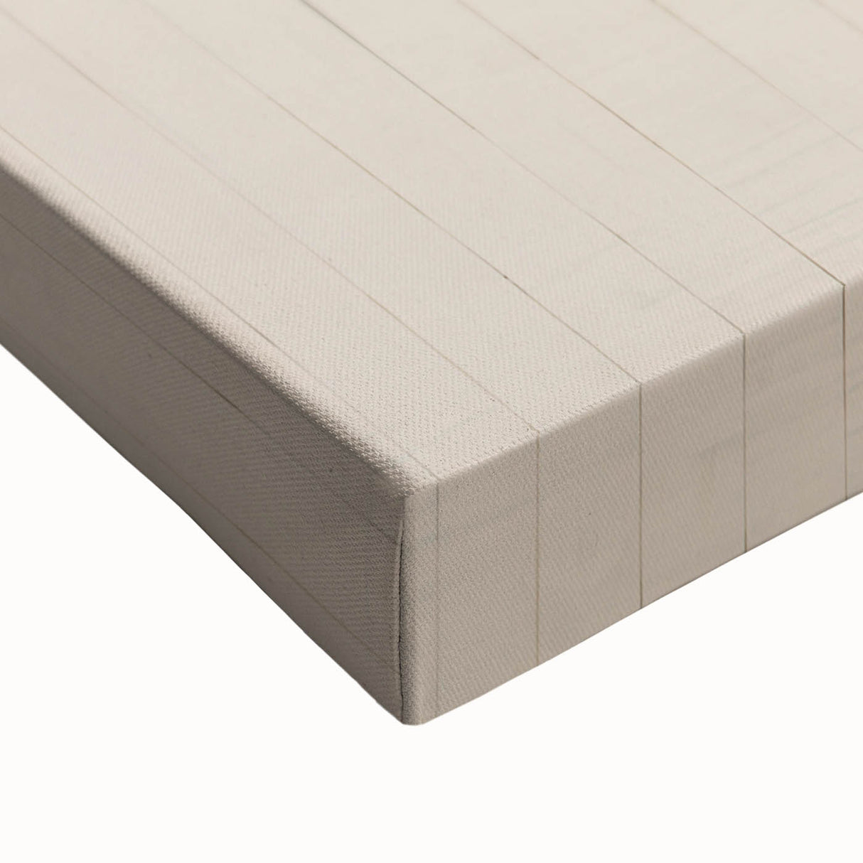Close-up of abstract minimalist wall art on stretched canvas, showcasing soft beige and gray tones with a textured surface, ideal for modern home decor.