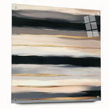 Modern Abstract Wall Art – Black, Gold & Gray Horizontal Canvas