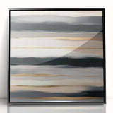 Modern Abstract Wall Art – Black, Gold & Gray Horizontal Canvas