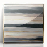 Modern Abstract Wall Art – Black, Gold & Gray Horizontal Canvas
