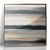 Modern Abstract Wall Art – Black, Gold & Gray Horizontal Canvas