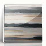 Modern Abstract Wall Art – Black, Gold & Gray Horizontal Canvas