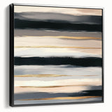 Modern Abstract Wall Art – Black, Gold & Gray Horizontal Canvas