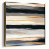 Modern Abstract Wall Art – Black, Gold & Gray Horizontal Canvas