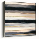 Modern Abstract Wall Art – Black, Gold & Gray Horizontal Canvas