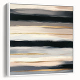 Modern Abstract Wall Art – Black, Gold & Gray Horizontal Canvas