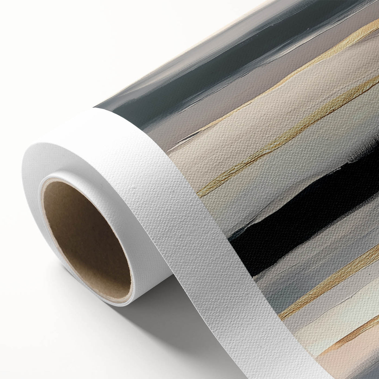 Modern Abstract Wall Art – Black, Gold & Gray Horizontal Canvas