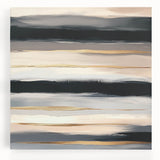 Modern Abstract Wall Art – Black, Gold & Gray Horizontal Canvas