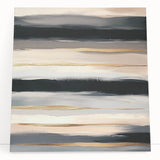 Modern Abstract Wall Art – Black, Gold & Gray Horizontal Canvas
