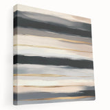 Modern Abstract Wall Art – Black, Gold & Gray Horizontal Canvas