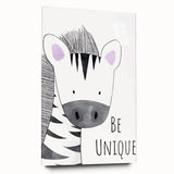 Kids Room Art Prints - Be Unique Zebra Wall Art for Girls' Bedrooms