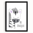 Kids Room Art Prints - Be Unique Zebra Wall Art for Girls' Bedrooms