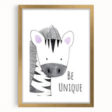Kids Room Art Prints - Be Unique Zebra Wall Art for Girls' Bedrooms