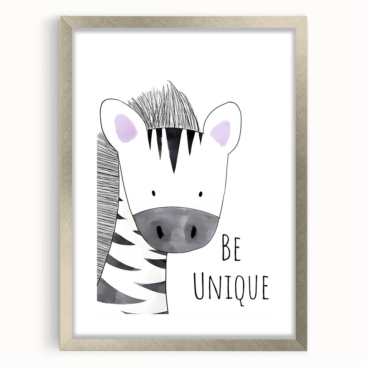 Kids Room Art Prints - Be Unique Zebra Wall Art for Girls' Bedrooms