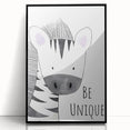 Kids Room Art Prints - Be Unique Zebra Wall Art for Girls' Bedrooms