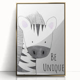 Kids Room Art Prints - Be Unique Zebra Wall Art for Girls' Bedrooms