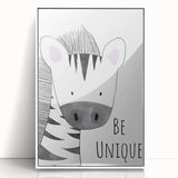 Kids Room Art Prints - Be Unique Zebra Wall Art for Girls' Bedrooms