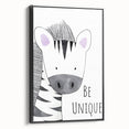 Kids Room Art Prints - Be Unique Zebra Wall Art for Girls' Bedrooms