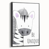 Kids Room Art Prints - Be Unique Zebra Wall Art for Girls' Bedrooms