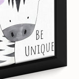 Kids Room Art Prints - Be Unique Zebra Wall Art for Girls' Bedrooms